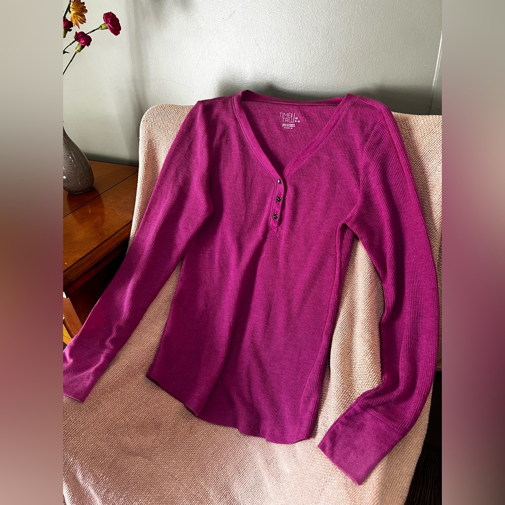 Hot darker pink long john material 3 button long sleeve shirt